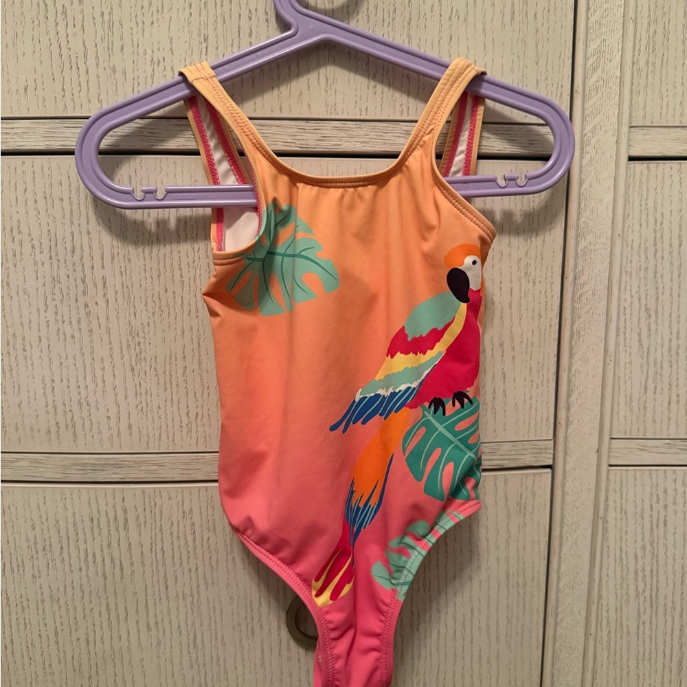 Zara Kids Orange Parrot One Piece Swimsuit